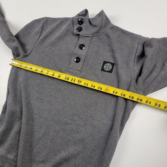 Stone Island Button 1/4 Gray Wool Sweater Men's Medium Long Sleeve - Picture 11 of 13